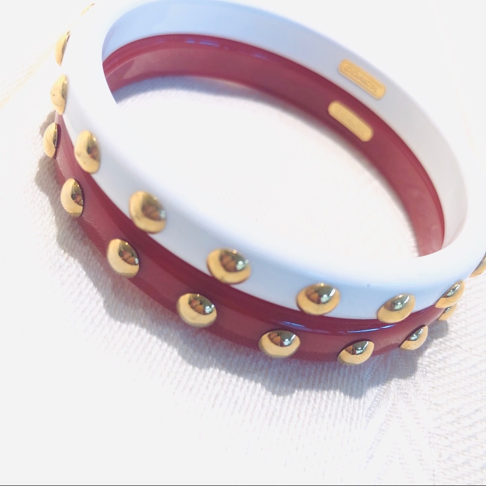 🎉HP🎉Coach 1/3” White Resin Nailhead Bracelet❗️Only White Left❗️ - Picture 3 of 5